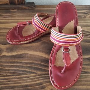 Born Woven Red/Multi Color Wedge Sandals